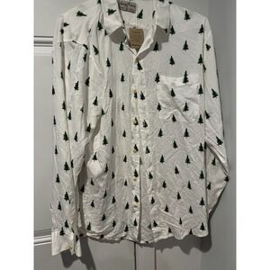 Kenny Flowers Men's Shirt Pine Time White‎ Evergreen Tree Limited Edition L NWT